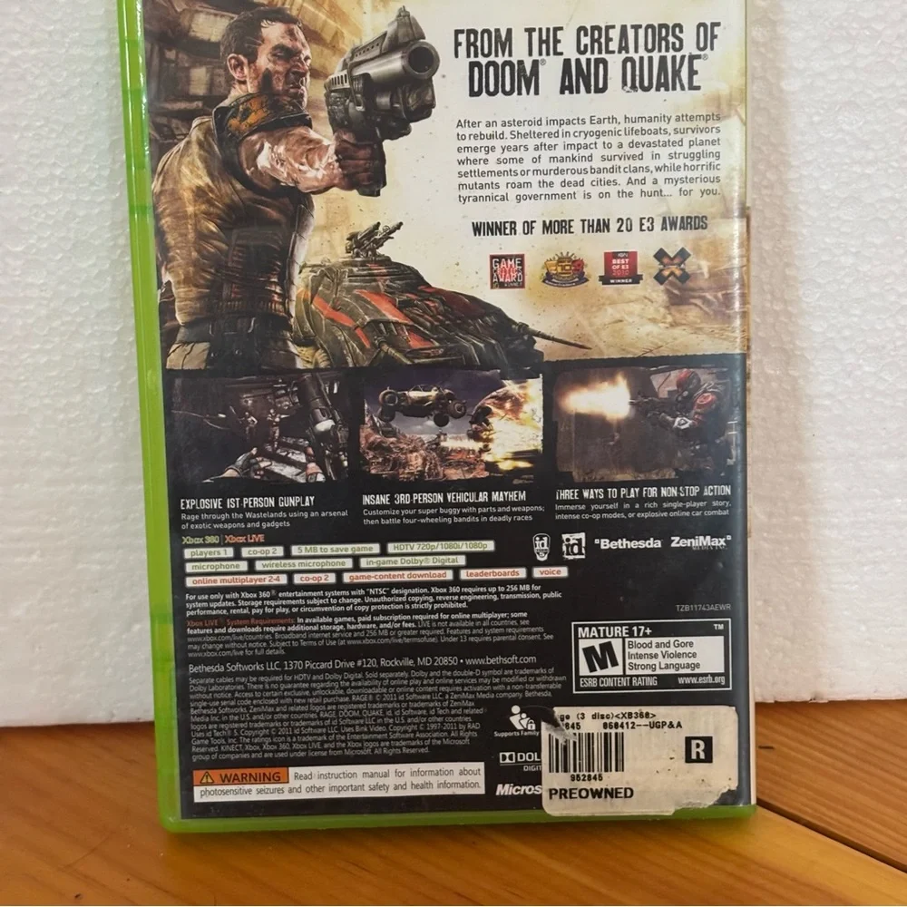 RAGE Anarchy Edition Xbox 360 Complete 3 Disc Set